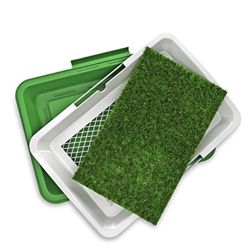 PETMAKER Artificial Grass Pee Pad Set for Dogs (Synthetic Plastic Grass) - Reusable Puppy Essential for Potty Training Small Pets Indoors and Outdoors by PETMAKER (Green) - Image 4